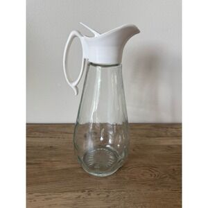 Vintage 1970's Log Cabin Glass Maple Syrup Dispenser/ Pitcher